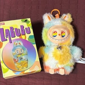 Labubu-Inspired Rainbow Plush Keychain - Multicolor Kids Toy